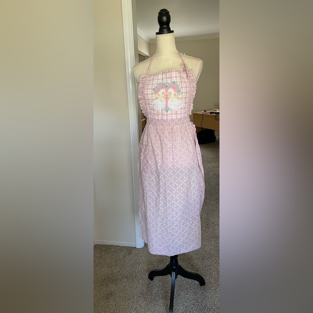 Vintage 70's Gingham  And Floral Print Apron